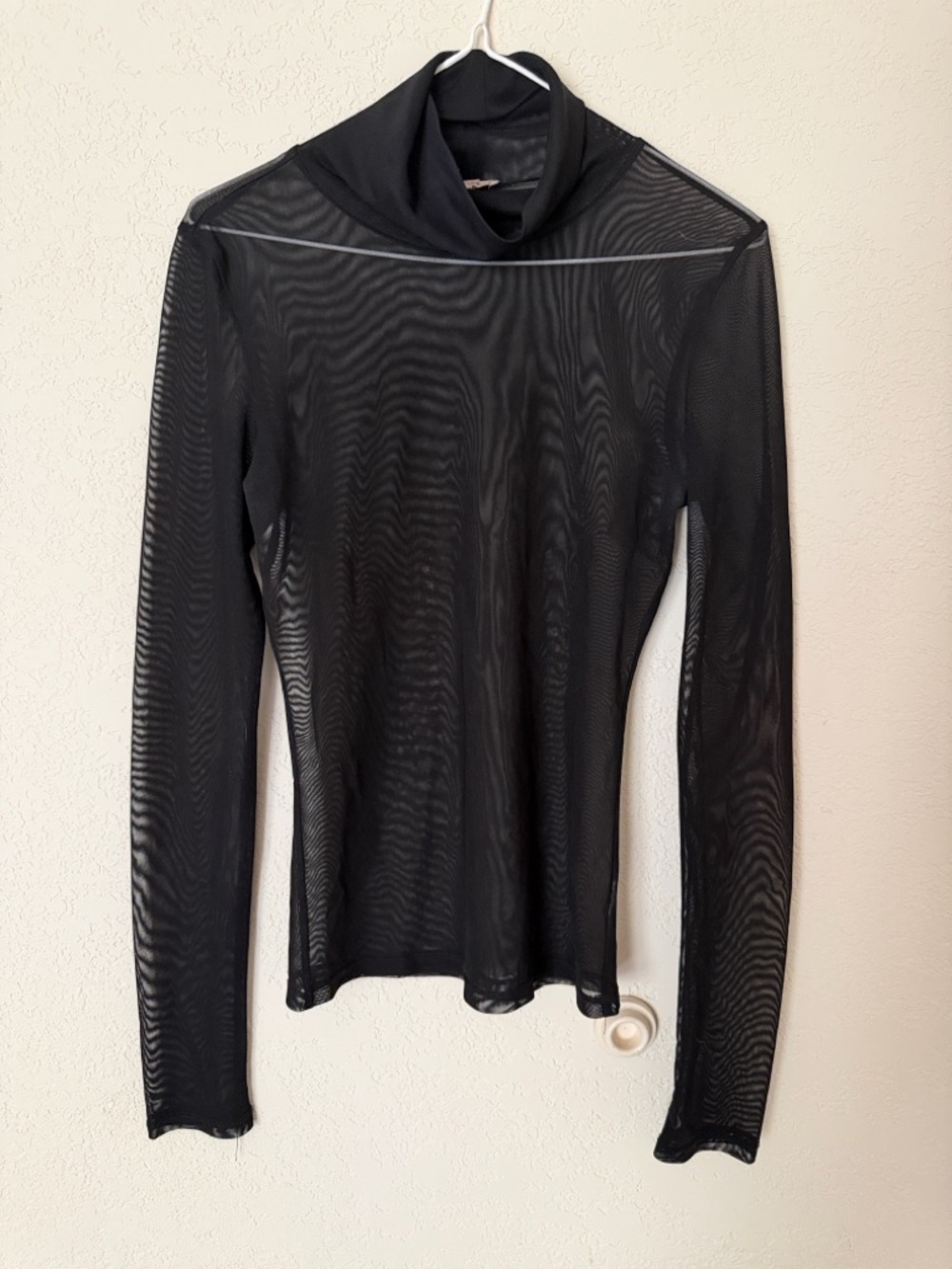 Black Sheer Long Sleeve Mock Neck Top S